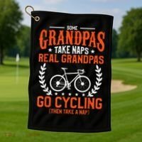 Mens Some Grandpas Take Naps Real Grandpas Go Cycling Cyclist Golf Towel thumb 1