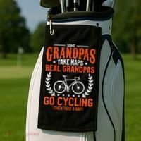 Mens Some Grandpas Take Naps Real Grandpas Go Cycling Cyclist Golf Towel thumb 2