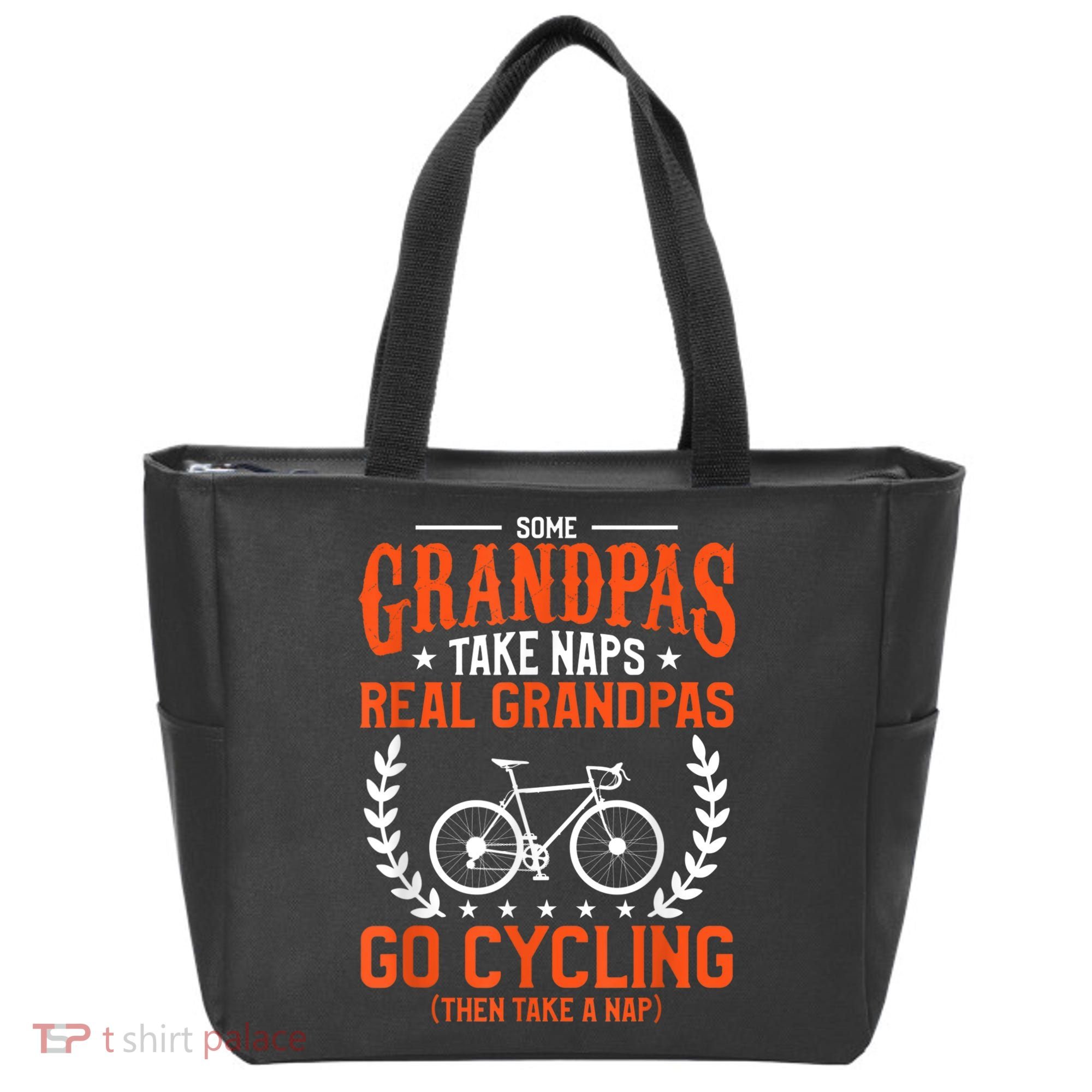 Mens Some Grandpas Take Naps Real Grandpas Go Cycling Cyclist Tote Bag