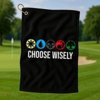 M.A.N.A Symbols Gathering Magic Choose Wisely Blue Red Green Golf Towel thumb 1