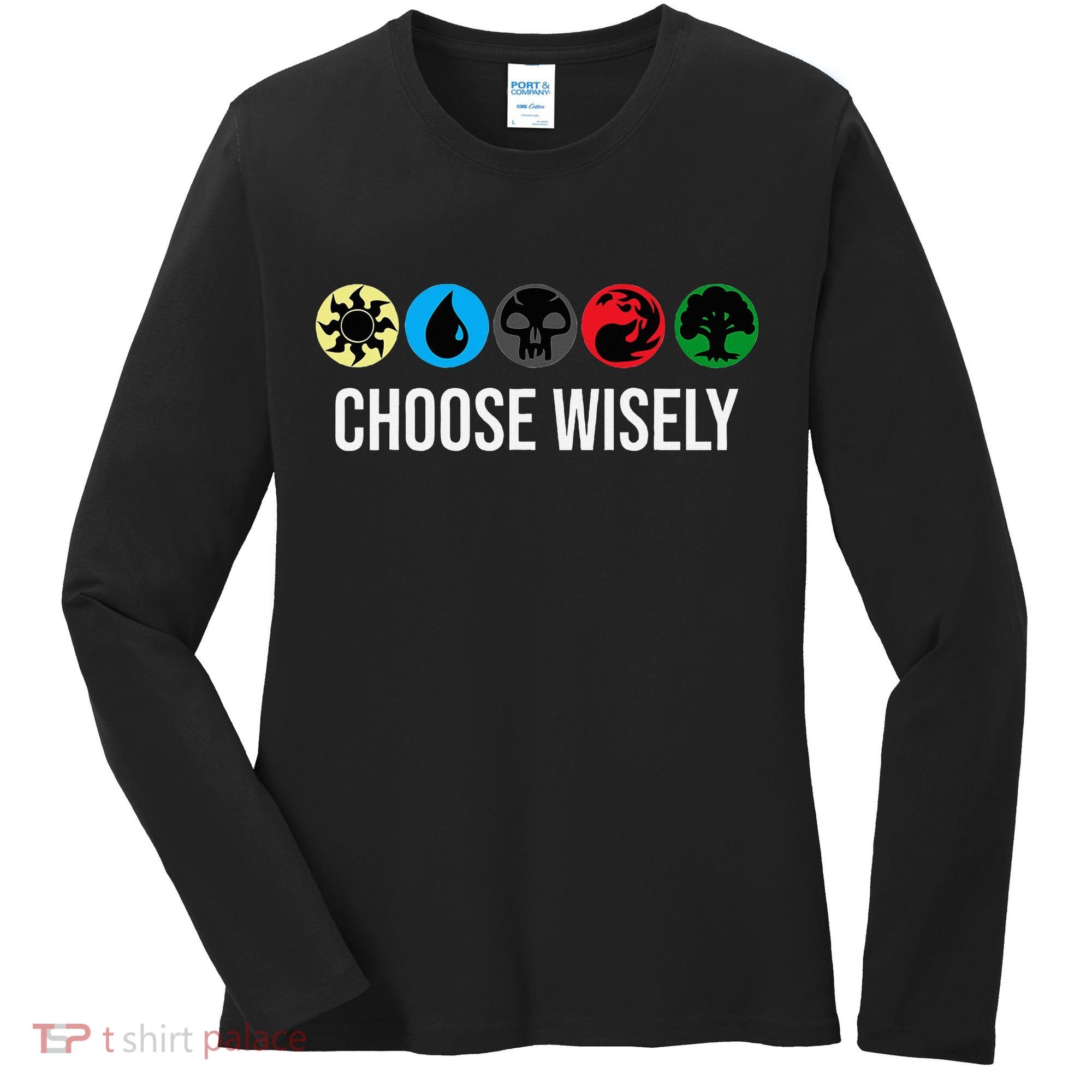 M.A.N.A Symbols Gathering Magic Choose Wisely Blue Red Green Women's Long Sleeve Shirt