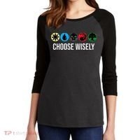 M.A.N.A Symbols Gathering Magic Choose Wisely Blue Red Green Women's Tri-Blend 3/4-Sleeve Raglan Shirt thumb 2