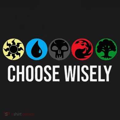 M.A.N.A Symbols Gathering Magic Choose Wisely Blue Red Green Women's Tri-Blend 3/4-Sleeve Raglan Shirt