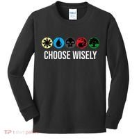 M.A.N.A Symbols Gathering Magic Choose Wisely Blue Red Green Kids Long Sleeve Shirt thumb 0
