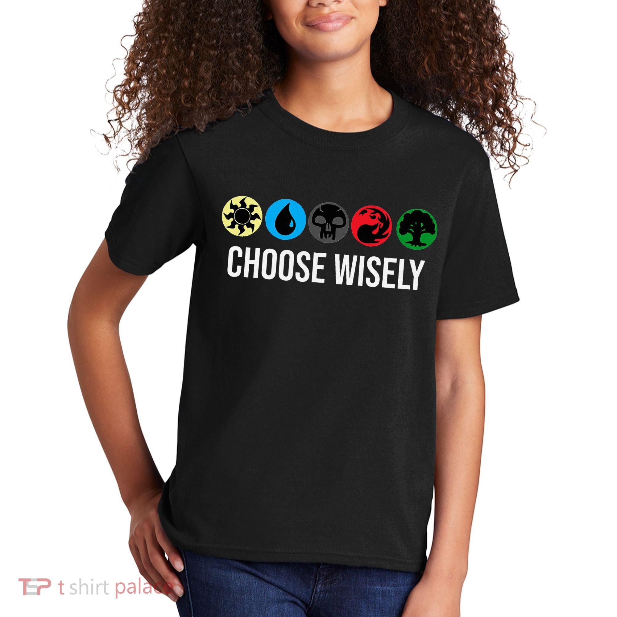 M.A.N.A Symbols Gathering Magic Choose Wisely Blue Red Green Kids T-Shirt