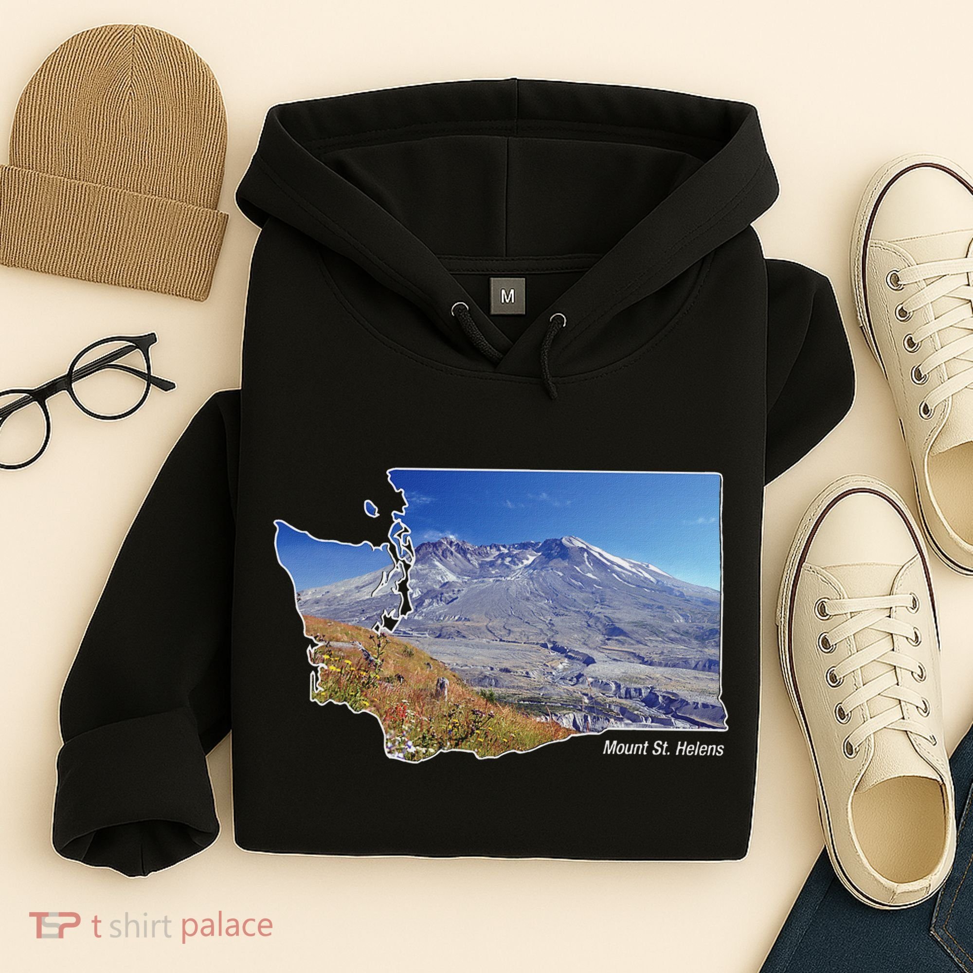 Mount St. Helens Map Washington Volcano Hoodie