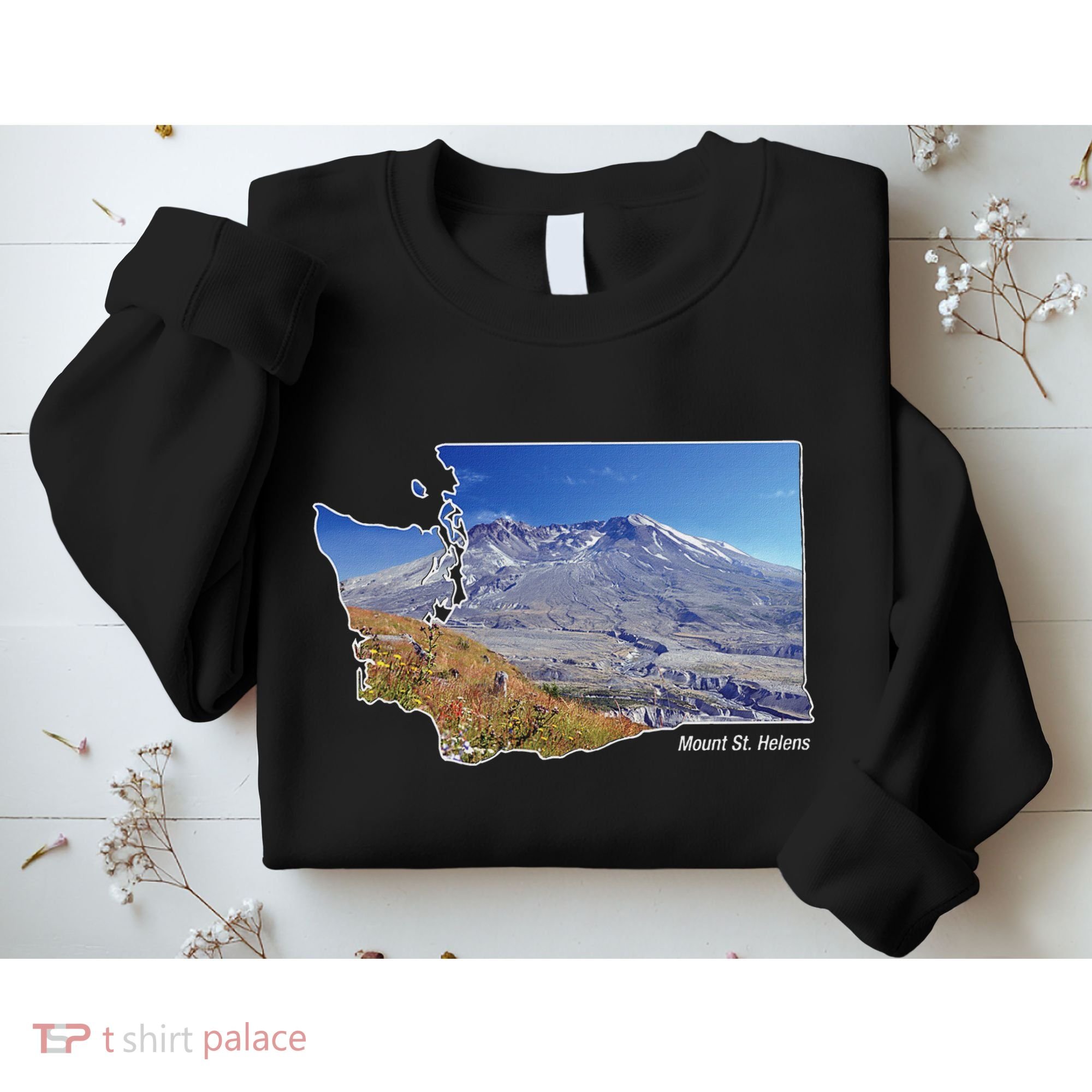 Mount St. Helens Map Washington Volcano Sweatshirt