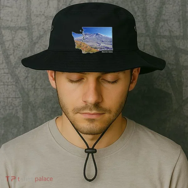 Mount St. Helens Map Washington Volcano Bucket Hat