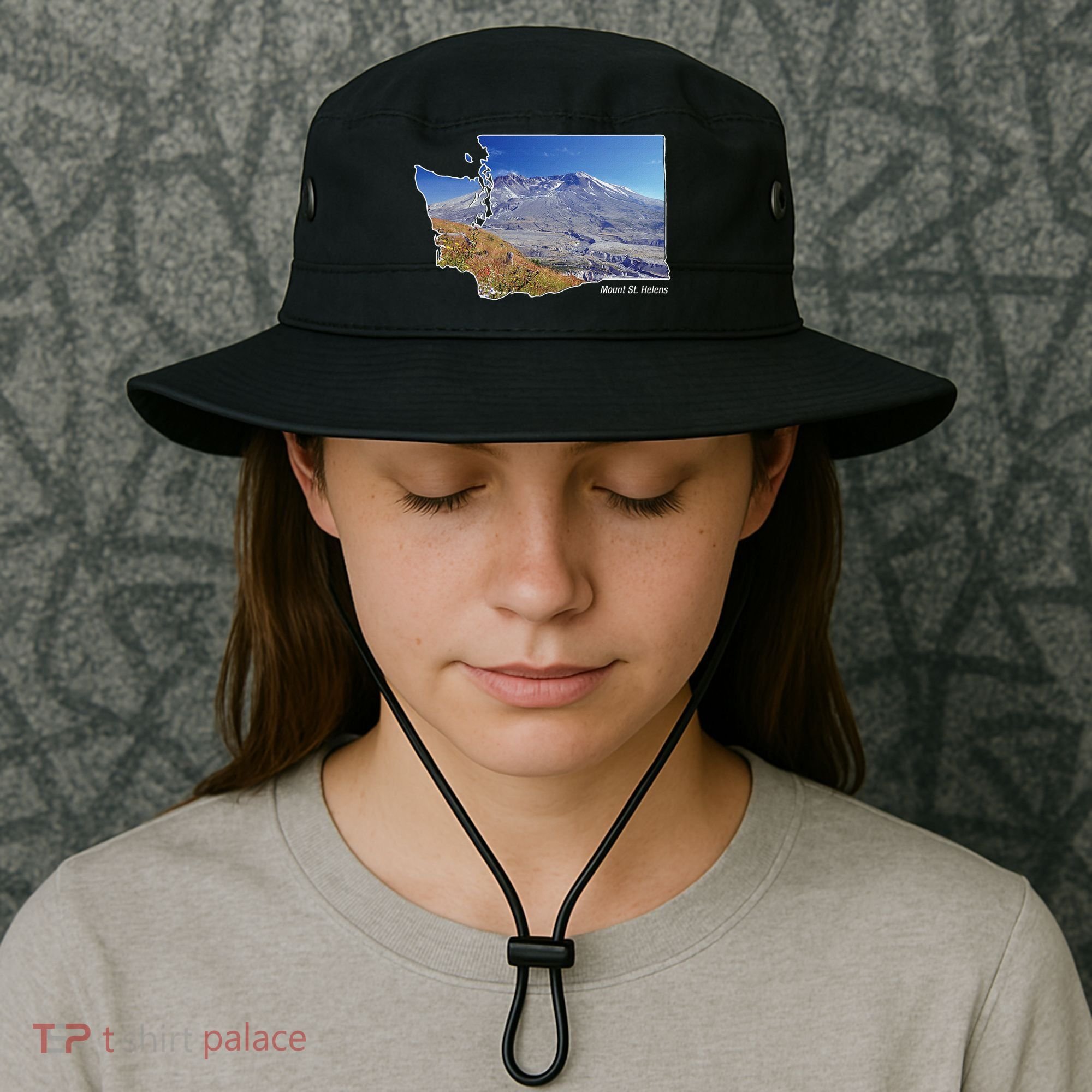 Mount St. Helens Map Washington Volcano Bucket Hat