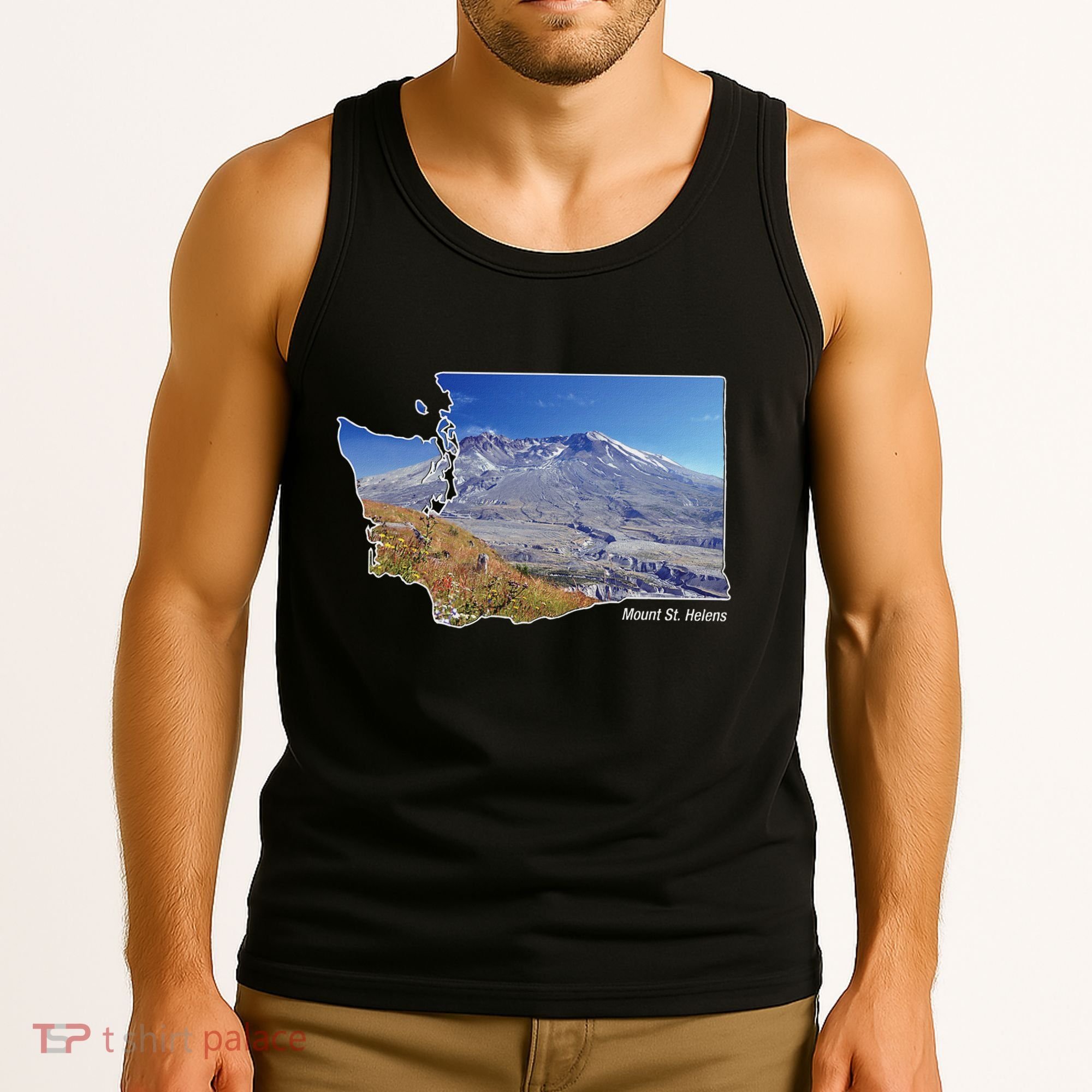 Mount St. Helens Map Washington Volcano Tank Top