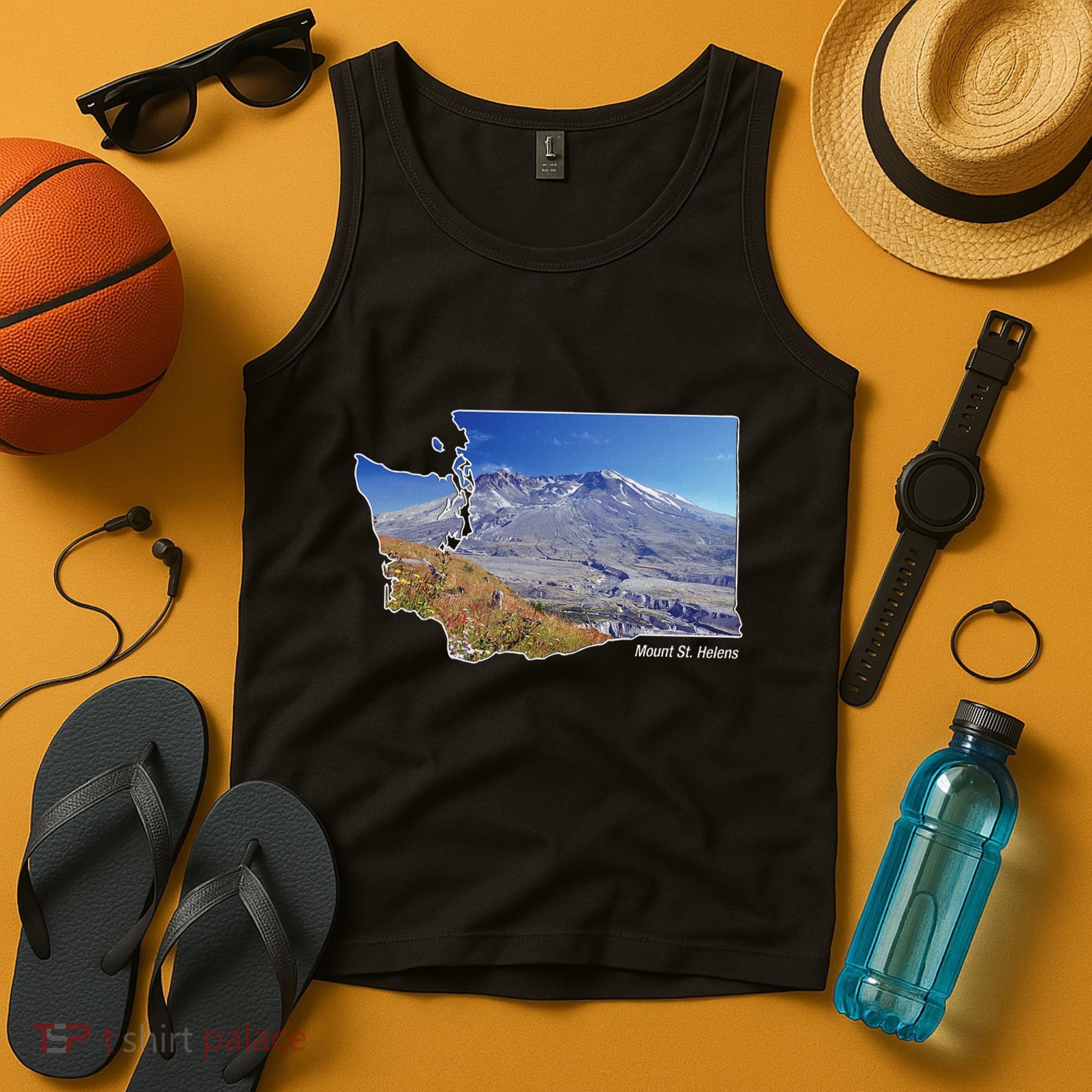 Mount St. Helens Map Washington Volcano Tank Top