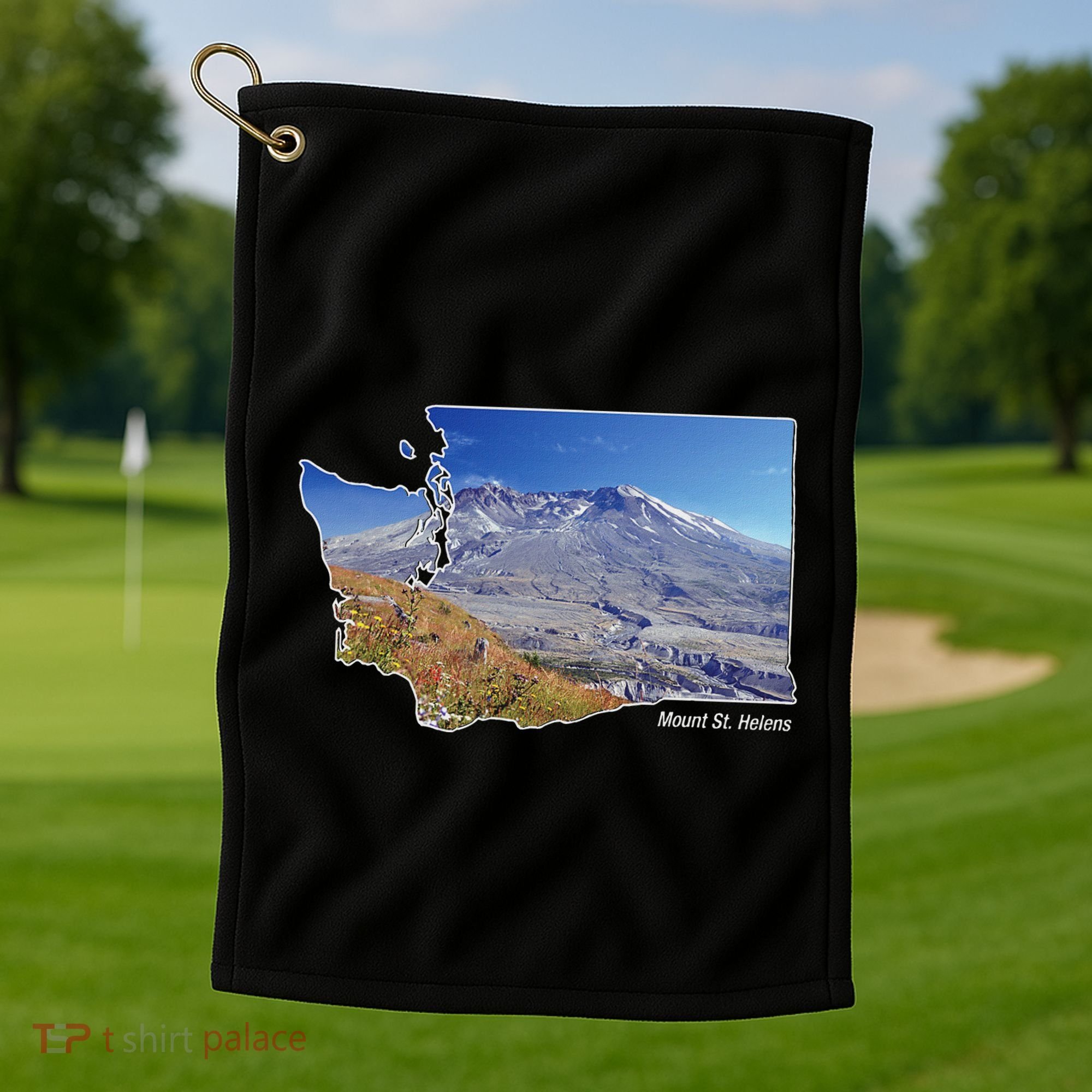 Mount St. Helens Map Washington Volcano Golf Towel