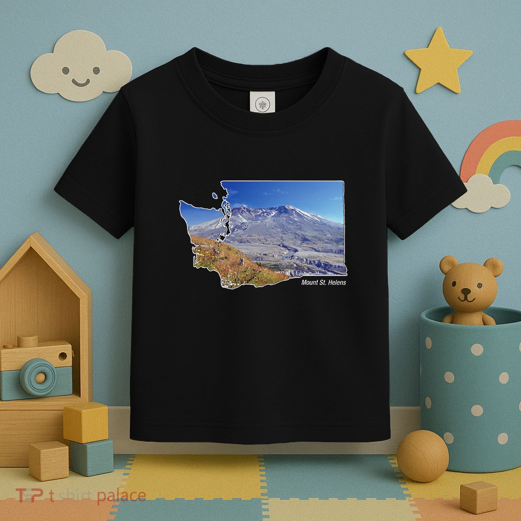 Mount St. Helens Map Washington Volcano Toddler T-Shirt
