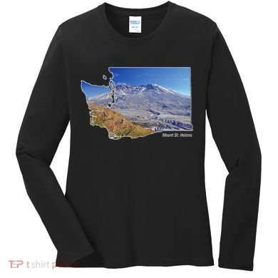 Mount St. Helens Map Washington Volcano Women's Long Sleeve Shirt