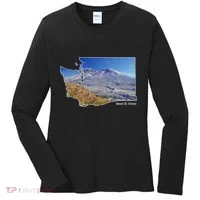 Mount St. Helens Map Washington Volcano Women's Long Sleeve Shirt thumb 0