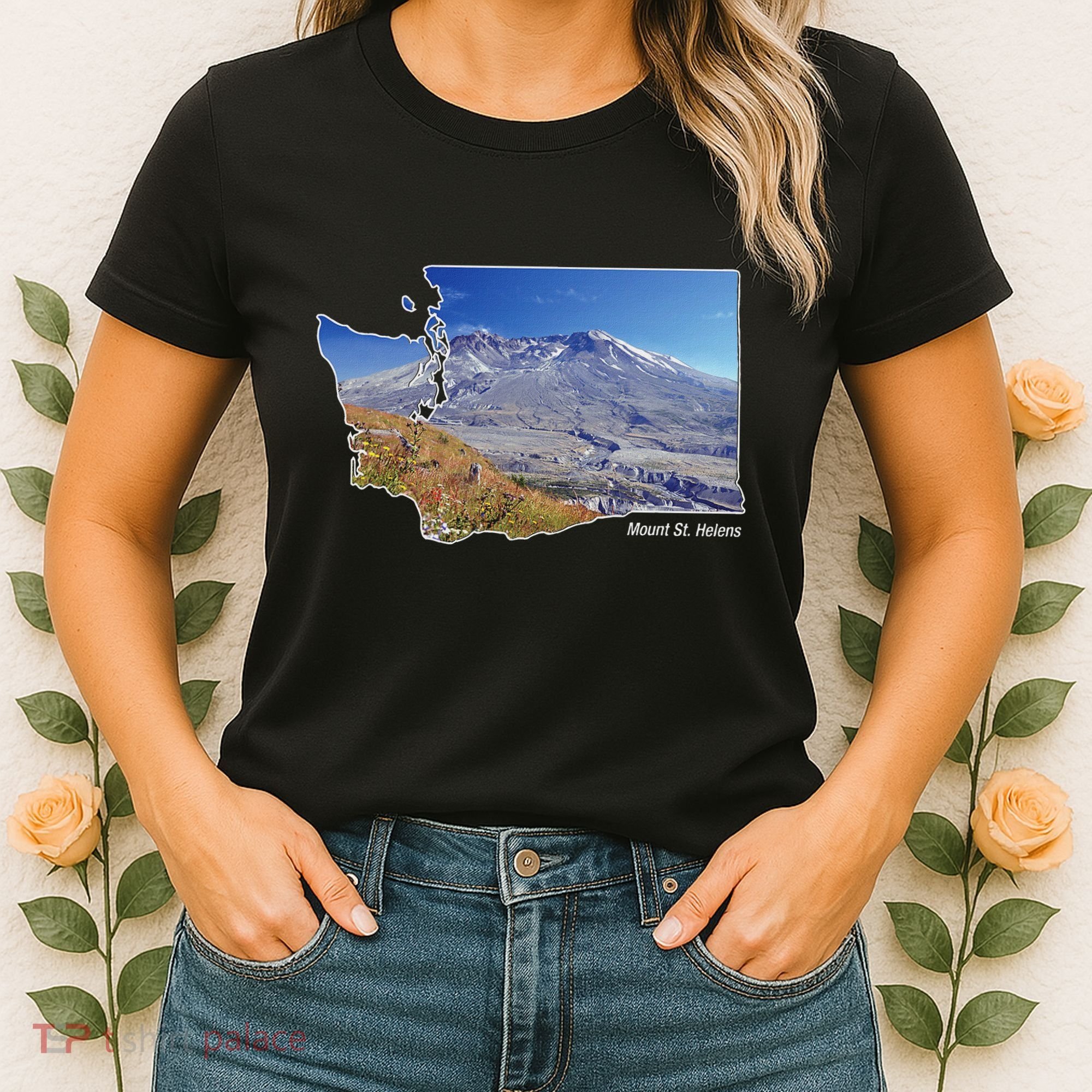 Mount St. Helens Map Washington Volcano Women's T-Shirt