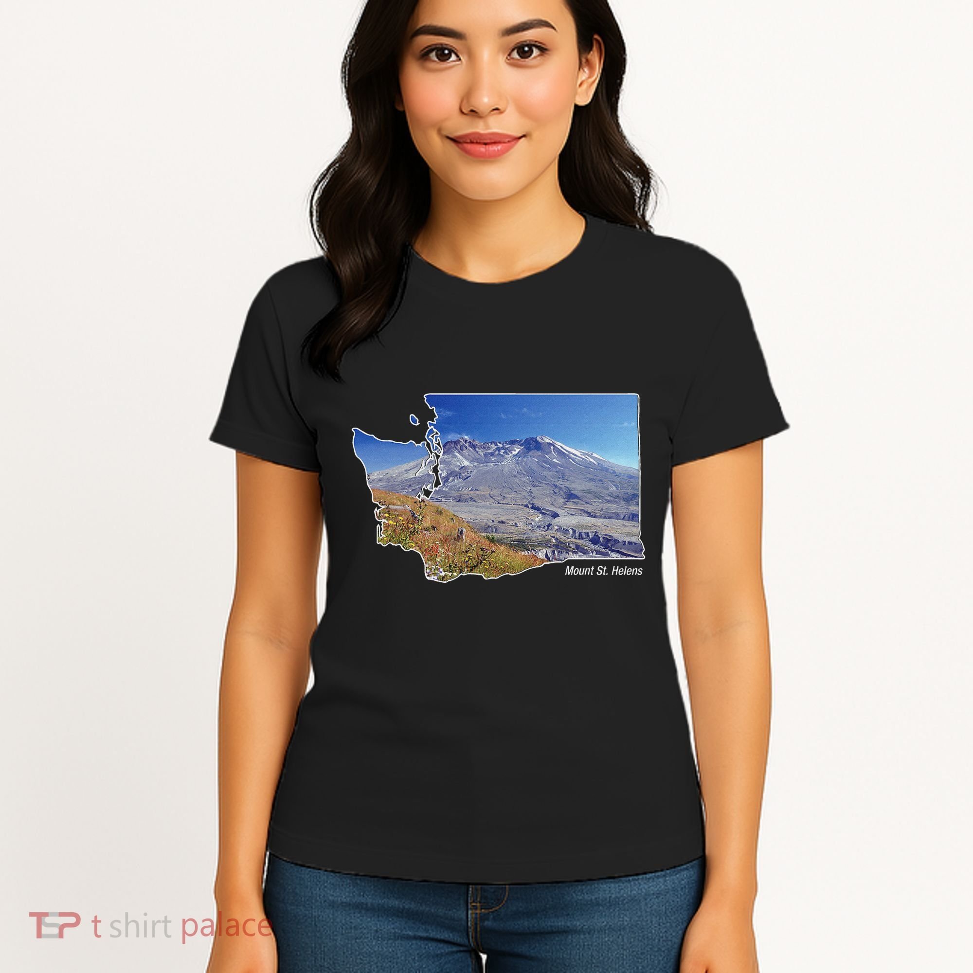Mount St. Helens Map Washington Volcano Women's T-Shirt
