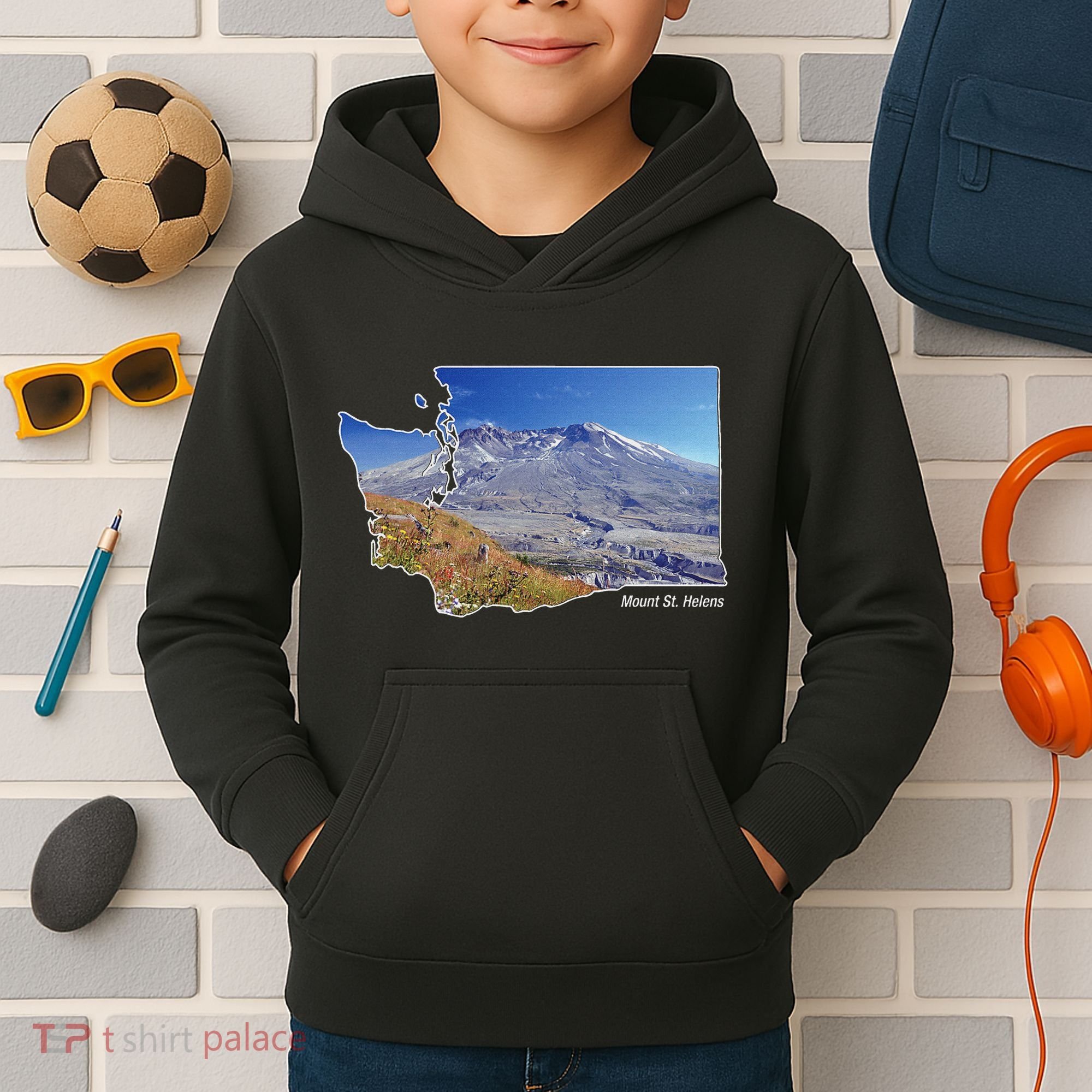 Mount St. Helens Map Washington Volcano Kids Hoodie