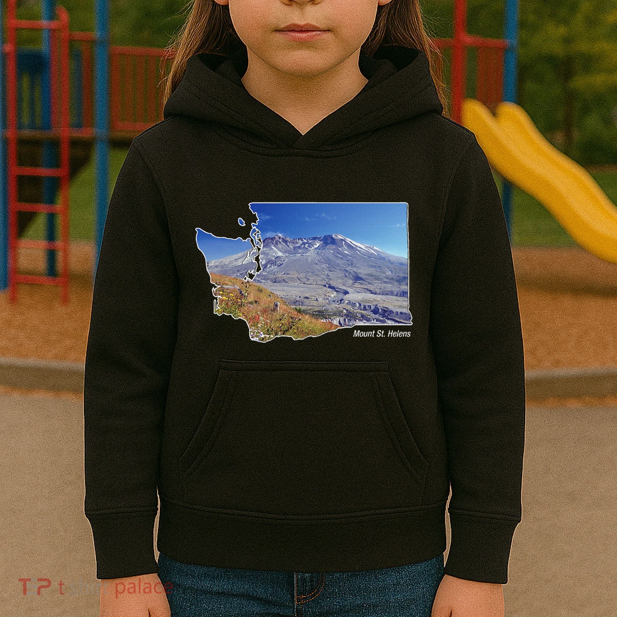 Mount St. Helens Map Washington Volcano Kids Hoodie