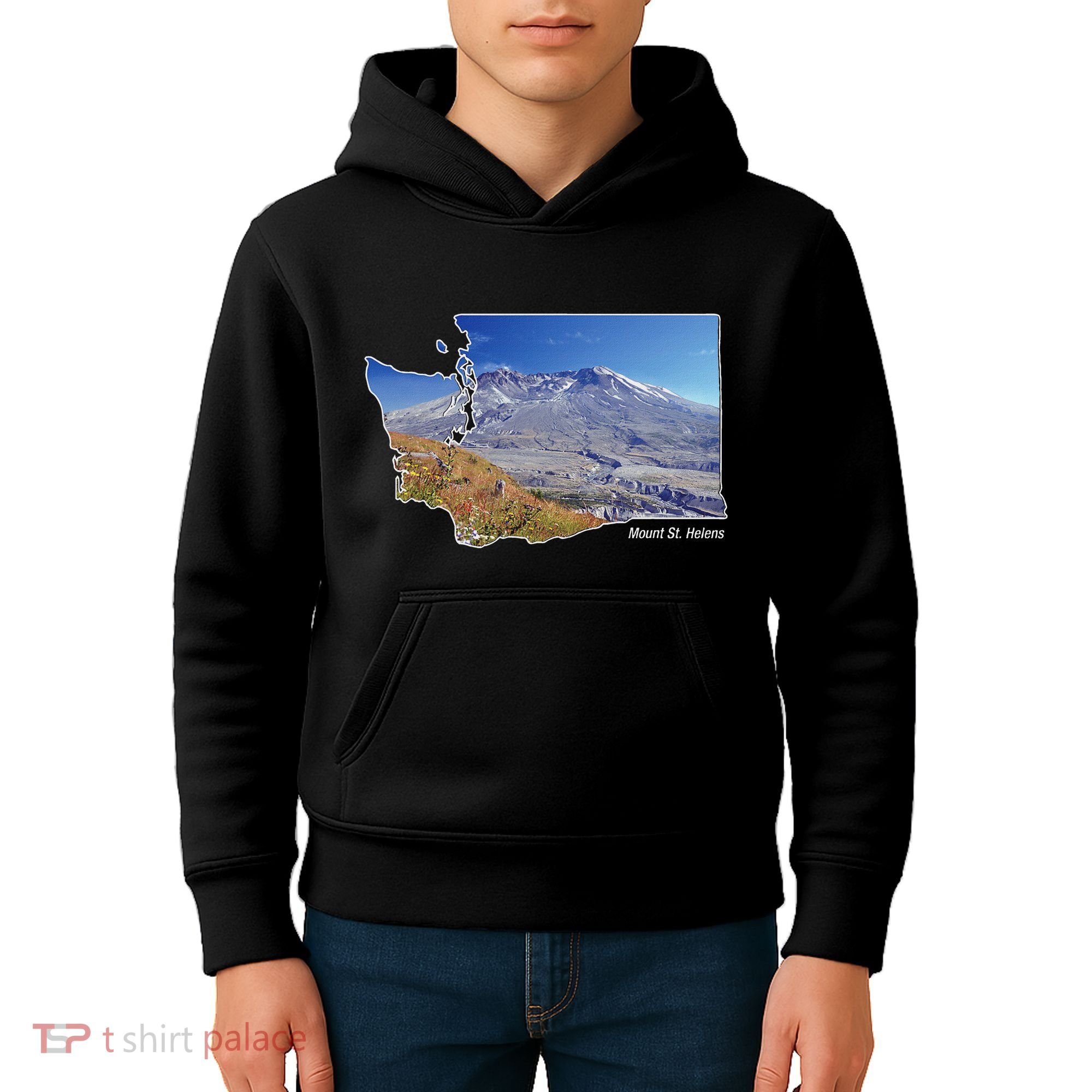 Mount St. Helens Map Washington Volcano Kids Hoodie