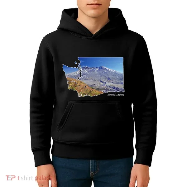 Mount St. Helens Map Washington Volcano Kids Hoodie