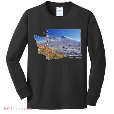 Mount St. Helens Map Washington Volcano Kids Long Sleeve Shirt