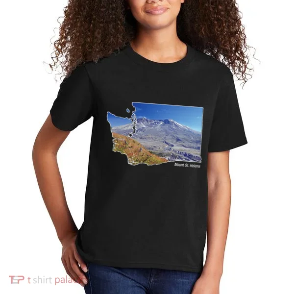 Mount St. Helens Map Washington Volcano Kids T-Shirt