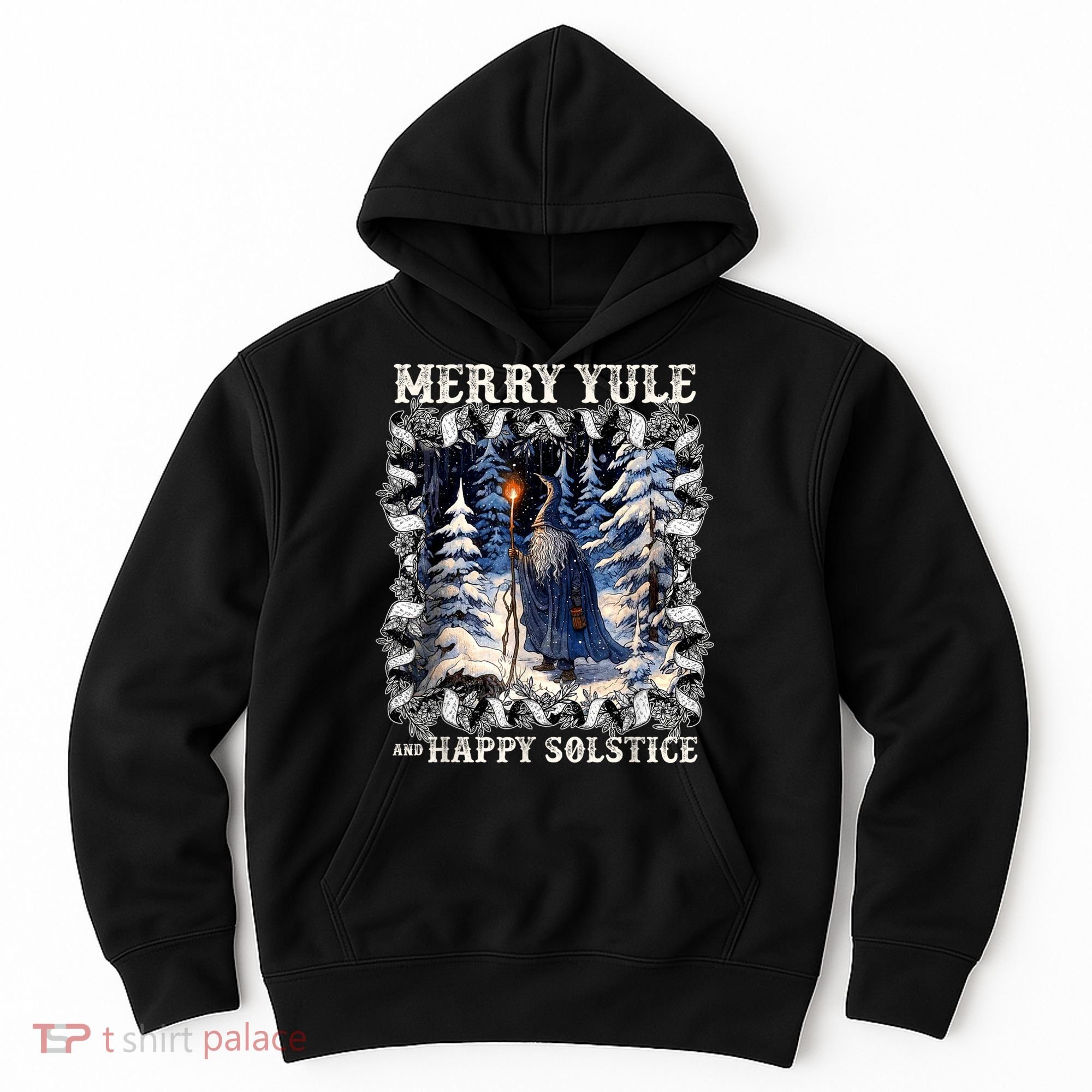 Merry Solstice Happy Yule Christmas Bird Nordic Xmas Graphic Hoodie