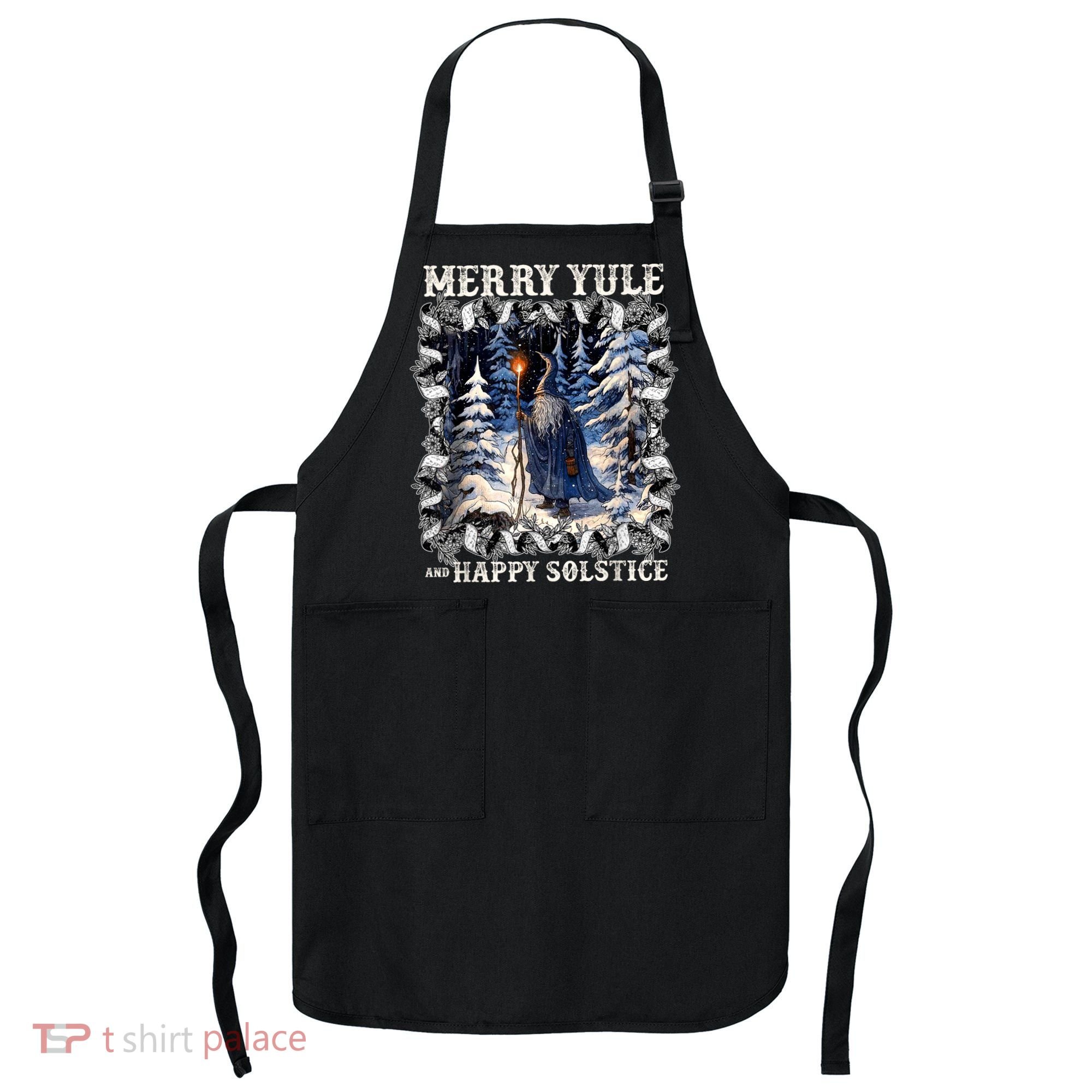 Merry Solstice Happy Yule Christmas Bird Nordic Xmas Graphic Apron