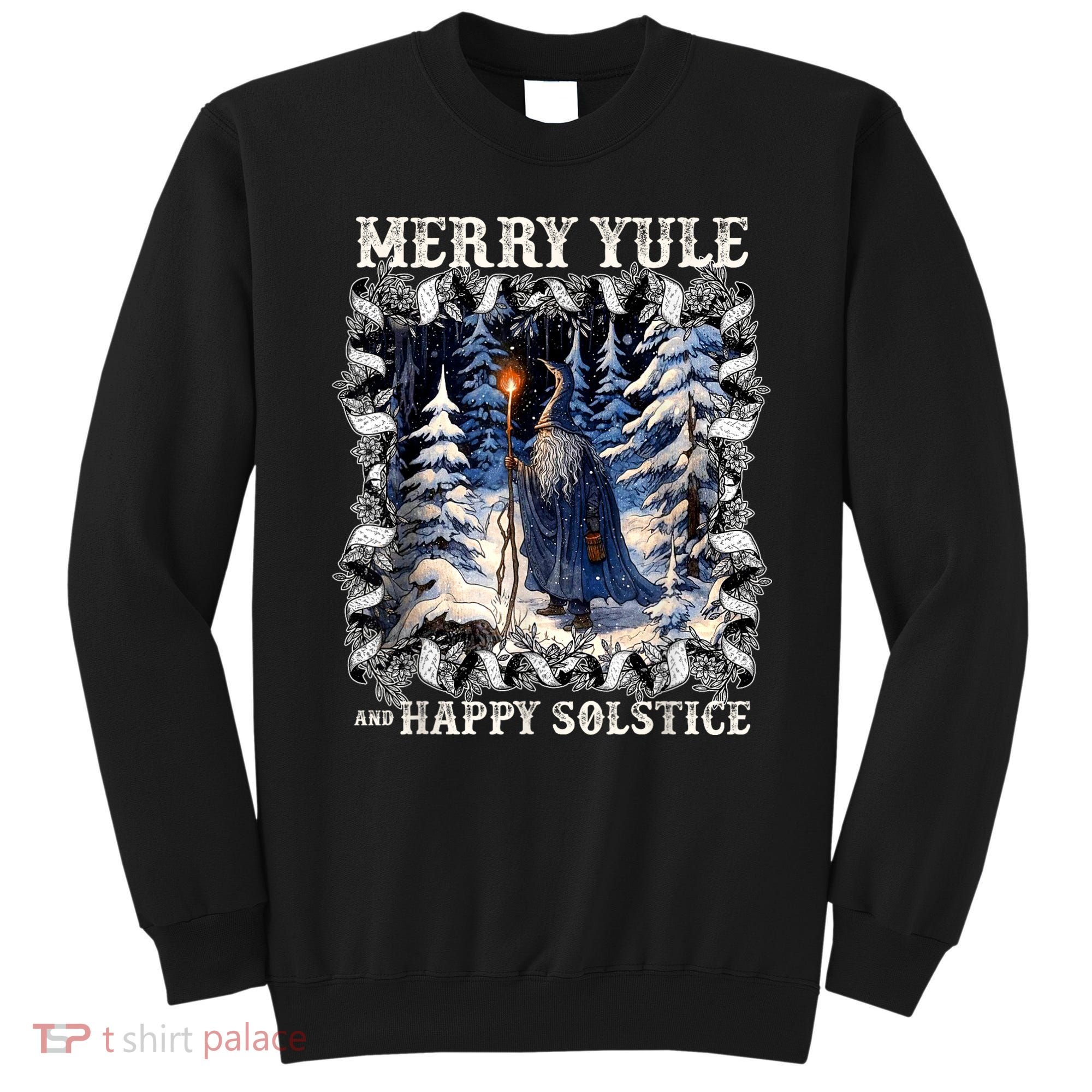 Merry Solstice Happy Yule Christmas Bird Nordic Xmas Graphic Sweatshirt