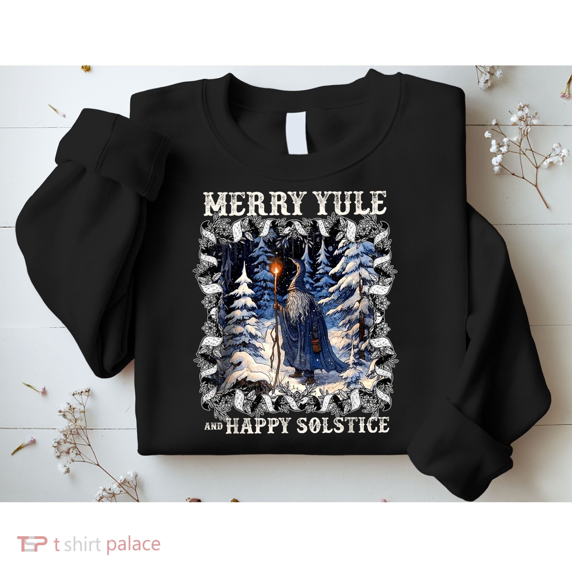 Merry Solstice Happy Yule Christmas Bird Nordic Xmas Graphic Sweatshirt
