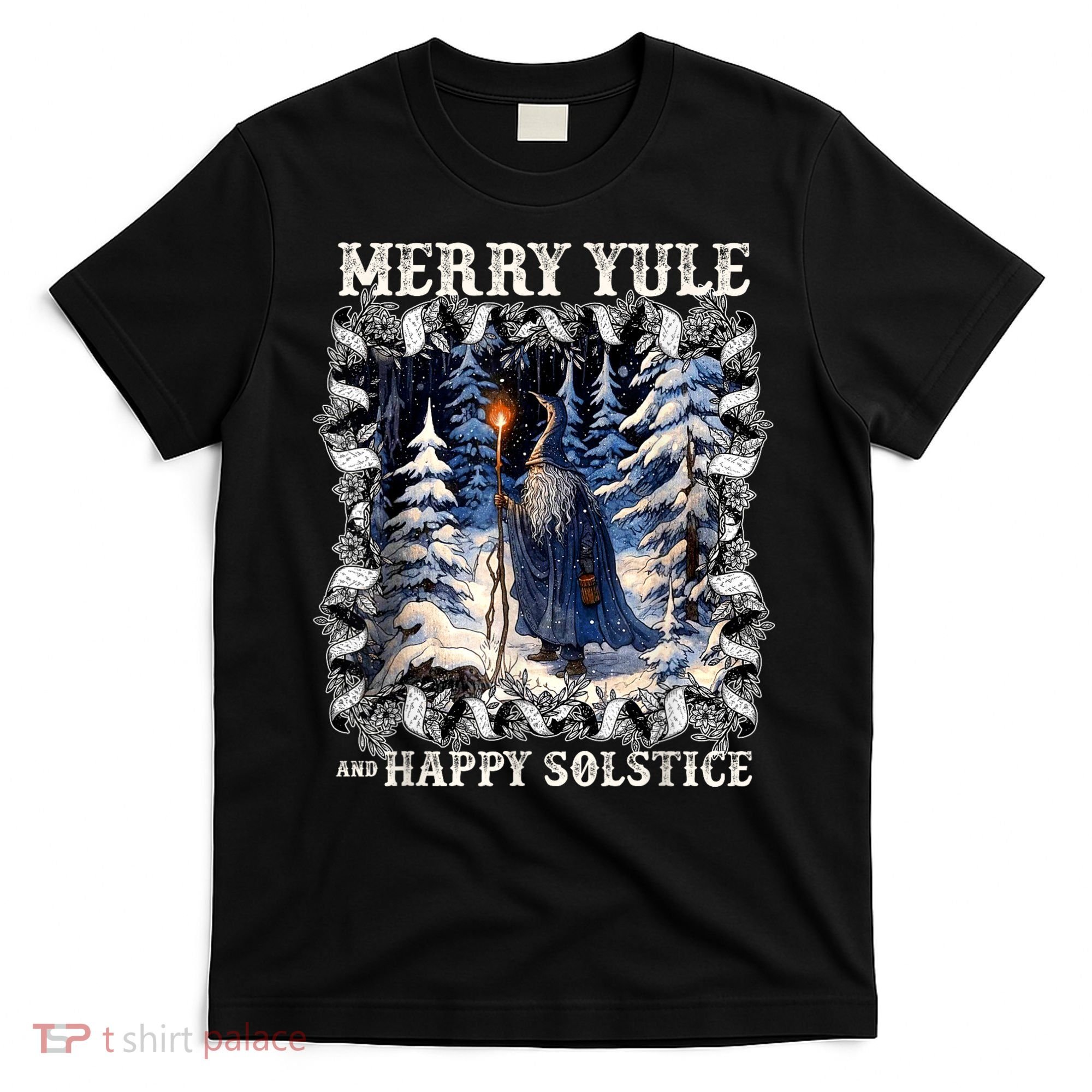 Merry Solstice Happy Yule Christmas Bird Nordic Xmas Graphic T-Shirt