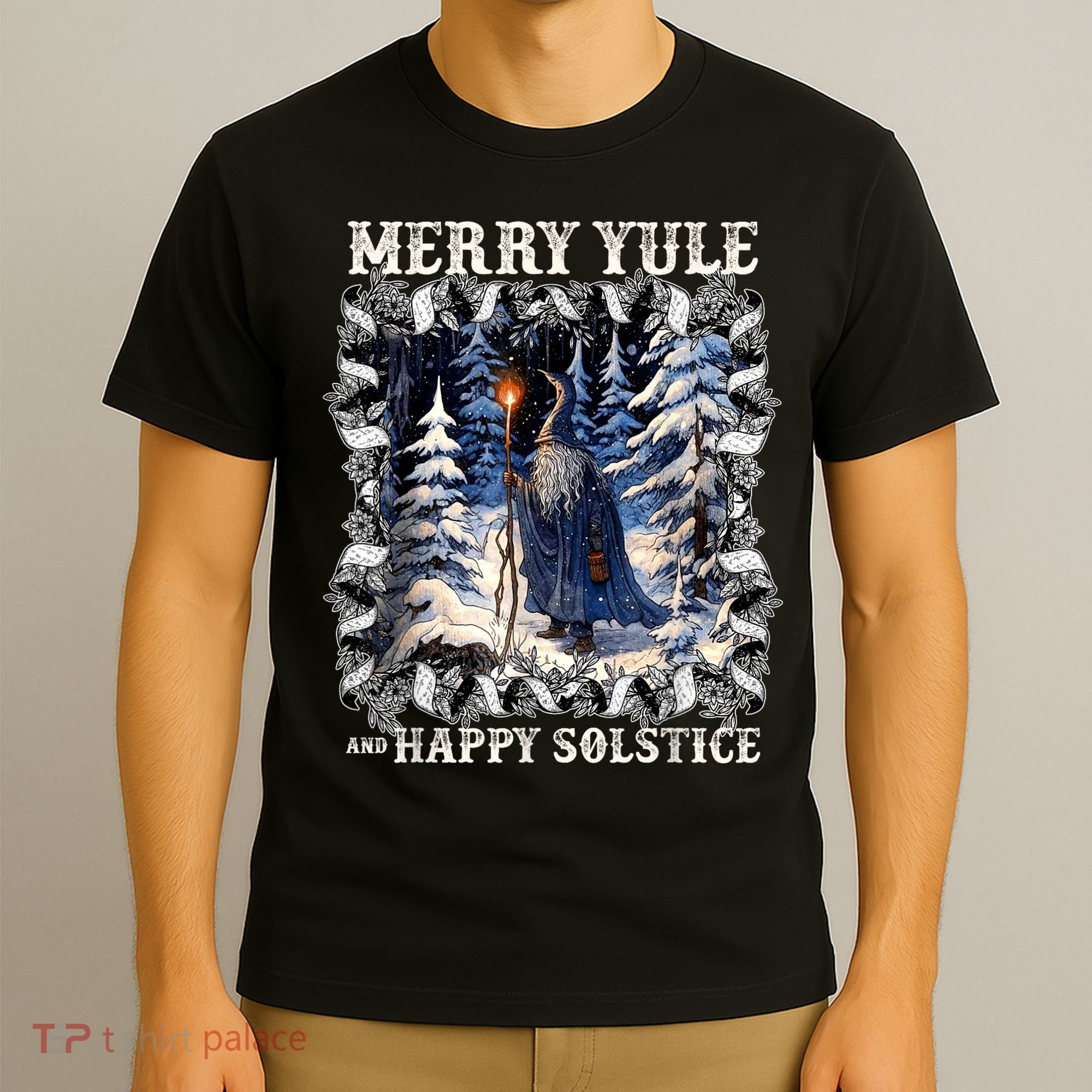 Merry Solstice Happy Yule Christmas Bird Nordic Xmas Graphic T-Shirt