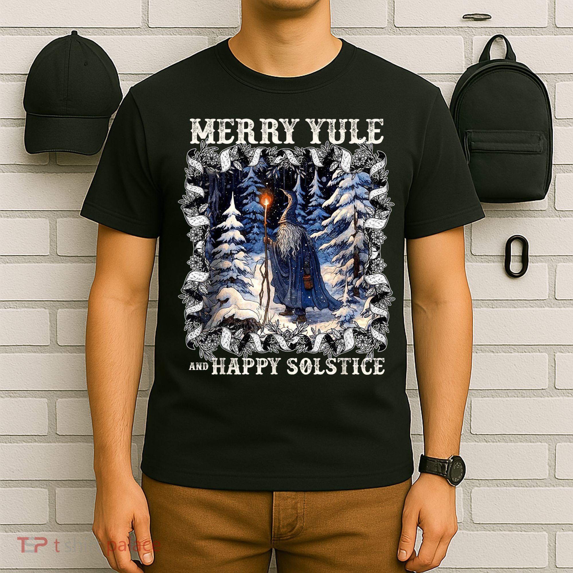 Merry Solstice Happy Yule Christmas Bird Nordic Xmas Graphic T-Shirt