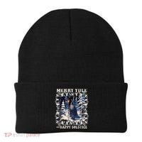 Merry Solstice Happy Yule Christmas Bird Nordic Xmas Graphic Beanie thumb 0