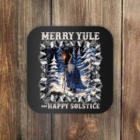 Merry Solstice Happy Yule Christmas Bird Nordic Xmas Graphic Coaster thumb 0