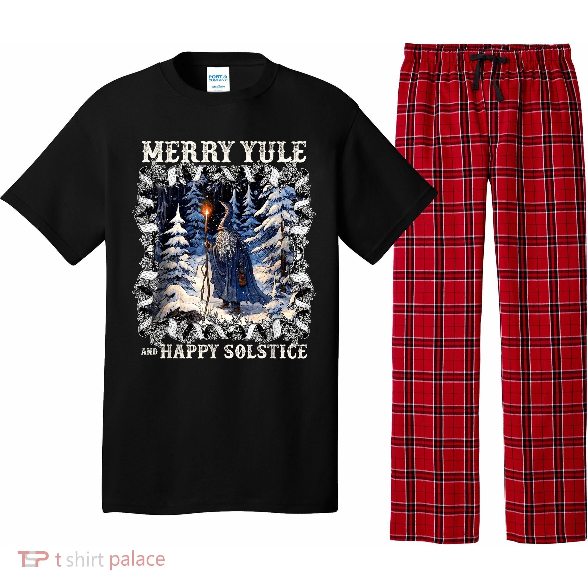 Merry Solstice Happy Yule Christmas Bird Nordic Xmas Graphic Pajama Set