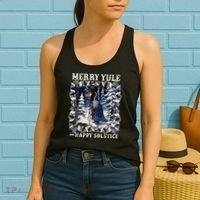 Merry Solstice Happy Yule Christmas Bird Nordic Xmas Graphic Women's Tank Top thumb 2
