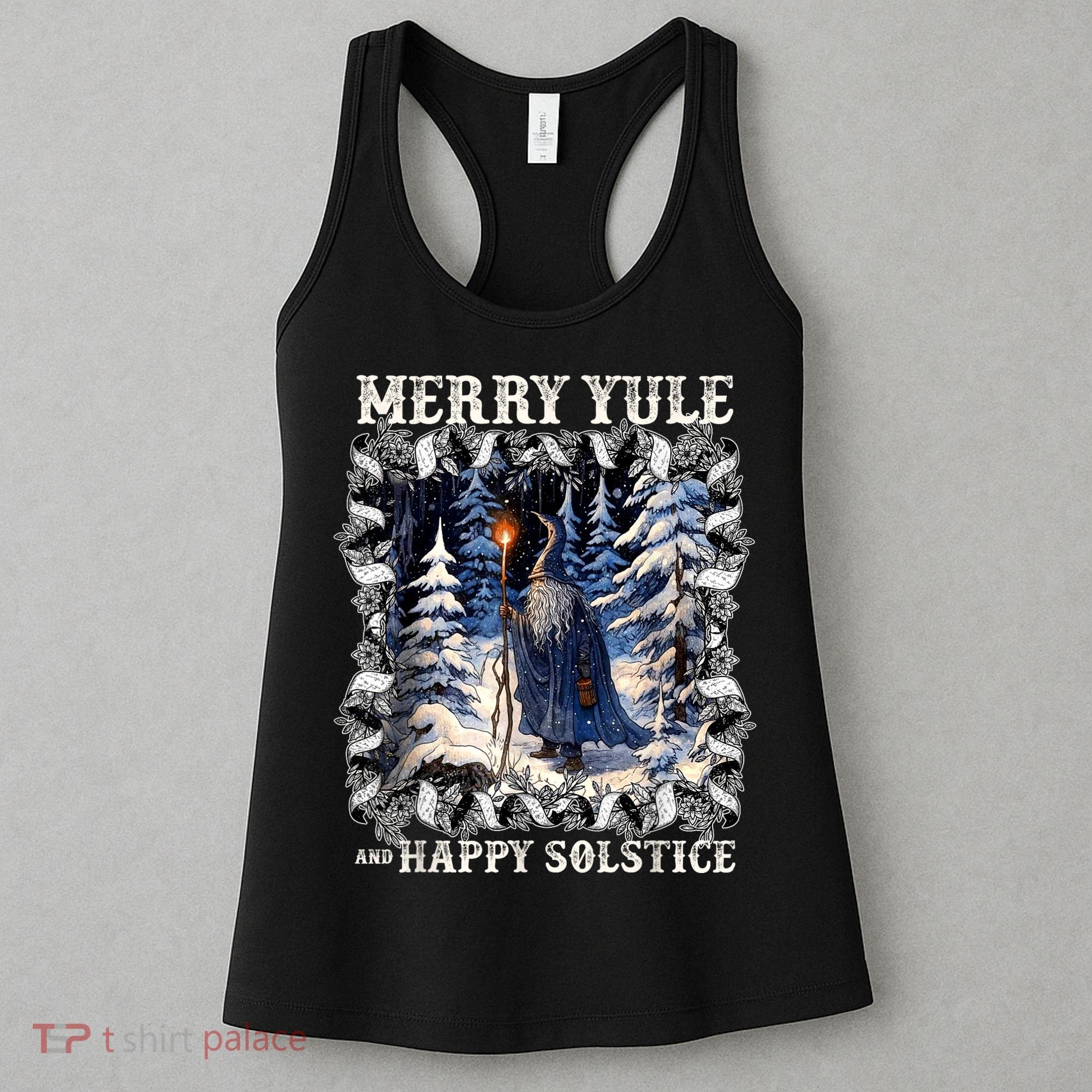 Merry Solstice Happy Yule Christmas Bird Nordic Xmas Graphic Women's Tank Top