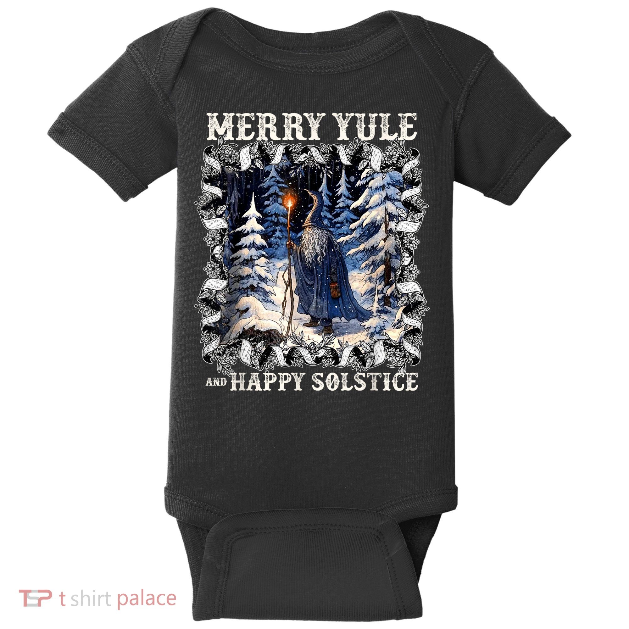 Merry Solstice Happy Yule Christmas Bird Nordic Xmas Graphic Baby Bodysuit