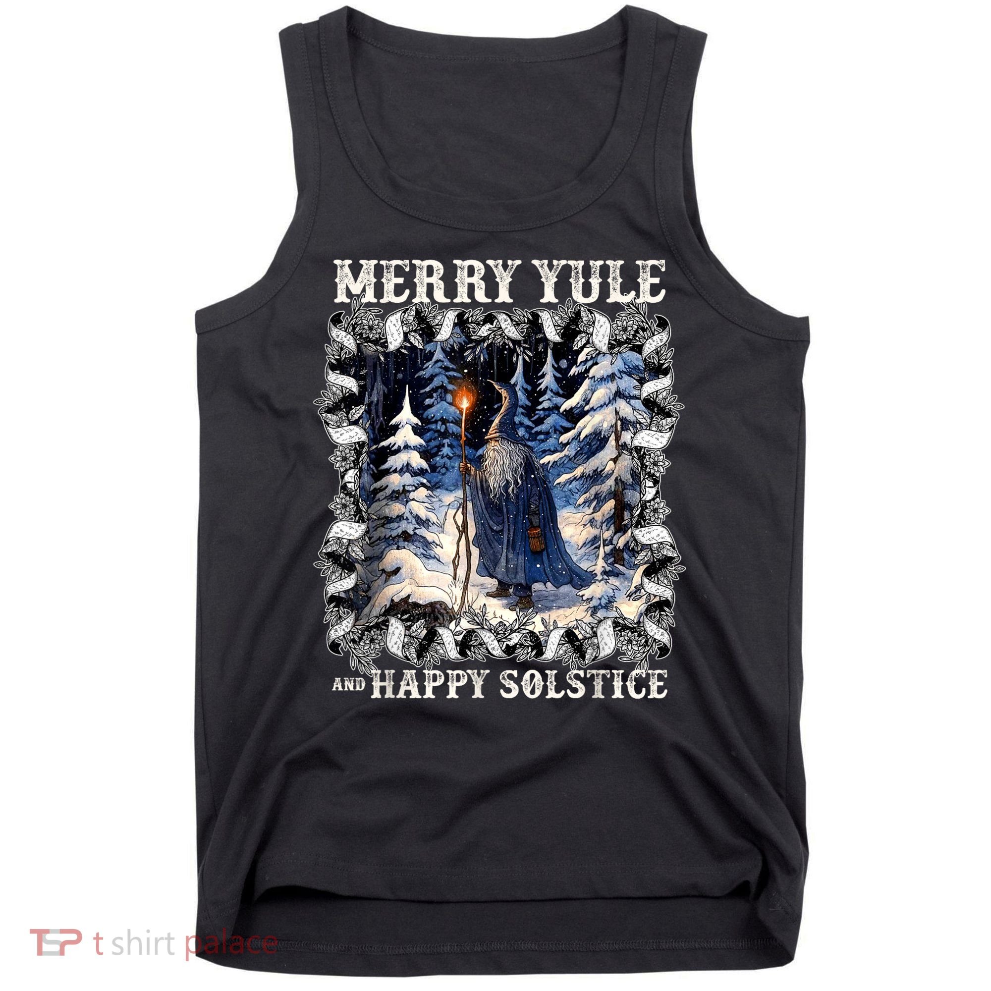 Merry Solstice Happy Yule Christmas Bird Nordic Xmas Graphic Tank Top