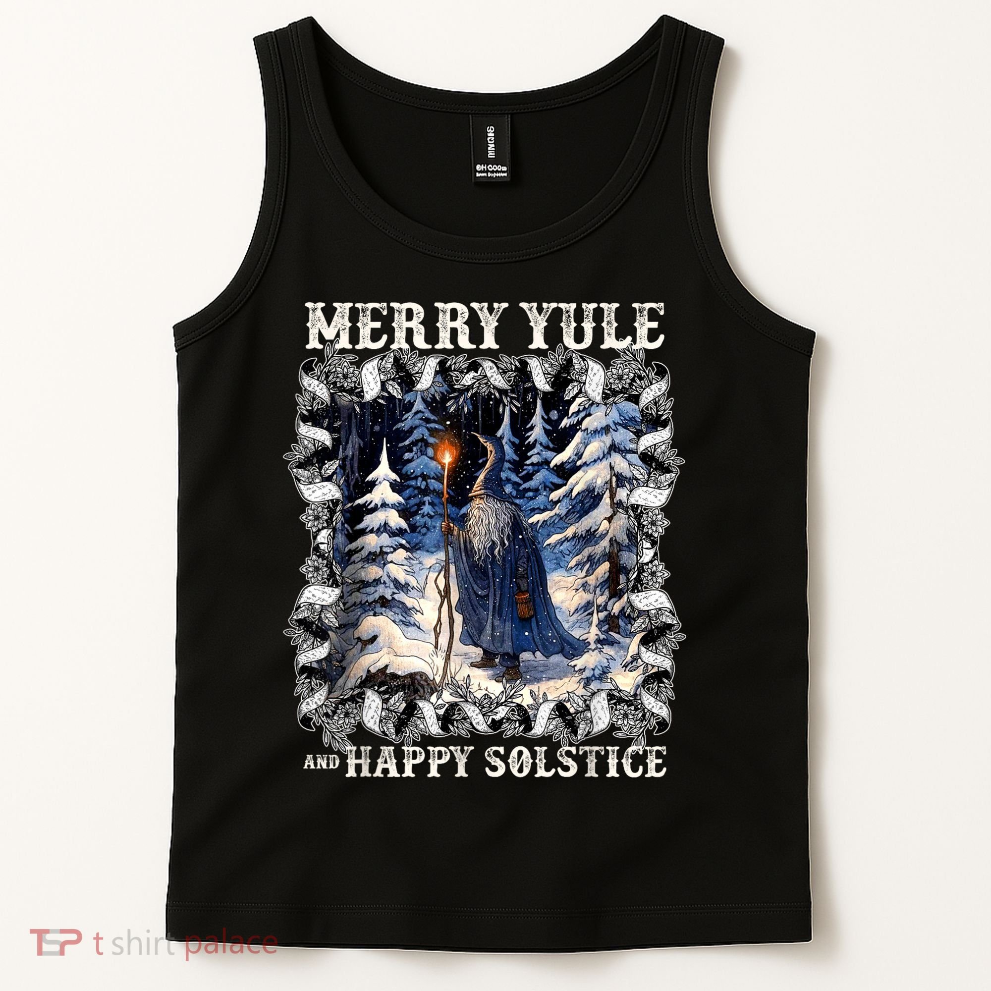 Merry Solstice Happy Yule Christmas Bird Nordic Xmas Graphic Tank Top
