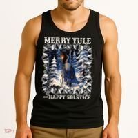 Merry Solstice Happy Yule Christmas Bird Nordic Xmas Graphic Tank Top thumb 3