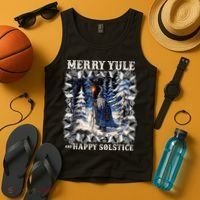 Merry Solstice Happy Yule Christmas Bird Nordic Xmas Graphic Tank Top thumb 4