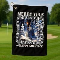Merry Solstice Happy Yule Christmas Bird Nordic Xmas Graphic Golf Towel thumb 1