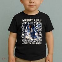 Merry Solstice Happy Yule Christmas Bird Nordic Xmas Graphic Toddler T-Shirt thumb 2