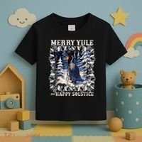 Merry Solstice Happy Yule Christmas Bird Nordic Xmas Graphic Toddler T-Shirt thumb 3