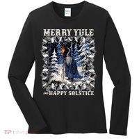 Merry Solstice Happy Yule Christmas Bird Nordic Xmas Graphic Women's Long Sleeve Shirt thumb 0