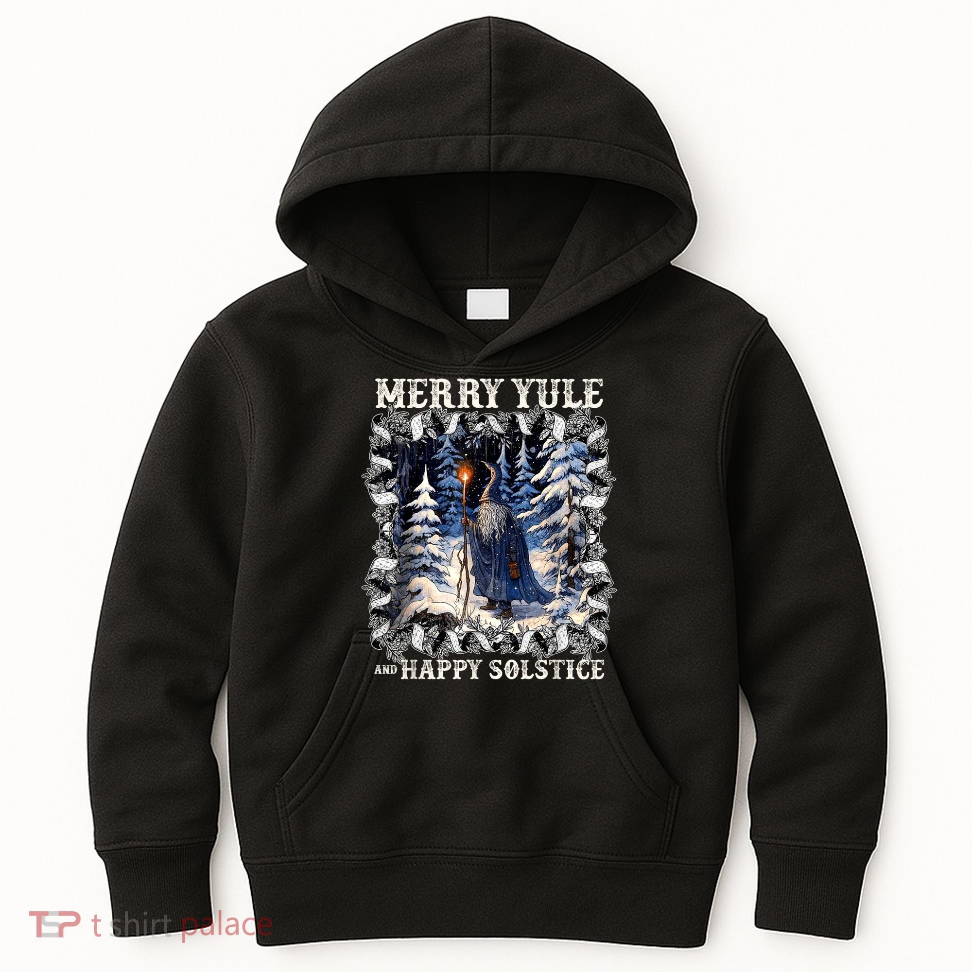 Merry Solstice Happy Yule Christmas Bird Nordic Xmas Graphic Kids Hoodie