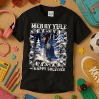 Merry Solstice Happy Yule Christmas Bird Nordic Xmas Graphic Kids T-Shirt thumb 3